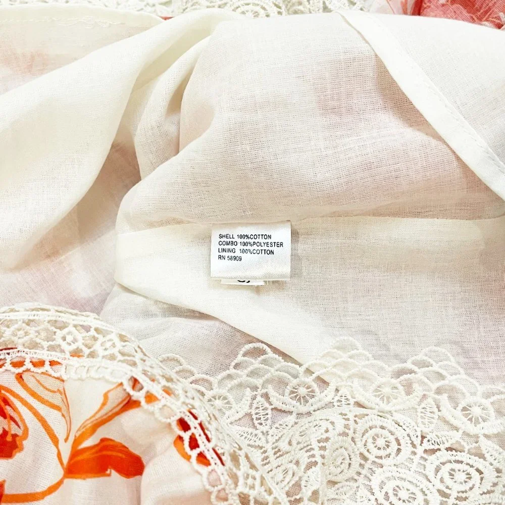 NWT Antonio Melani Red Orange and Ivory Floral Maxi Dress with Lace Size 2 - Picture 9 of 9